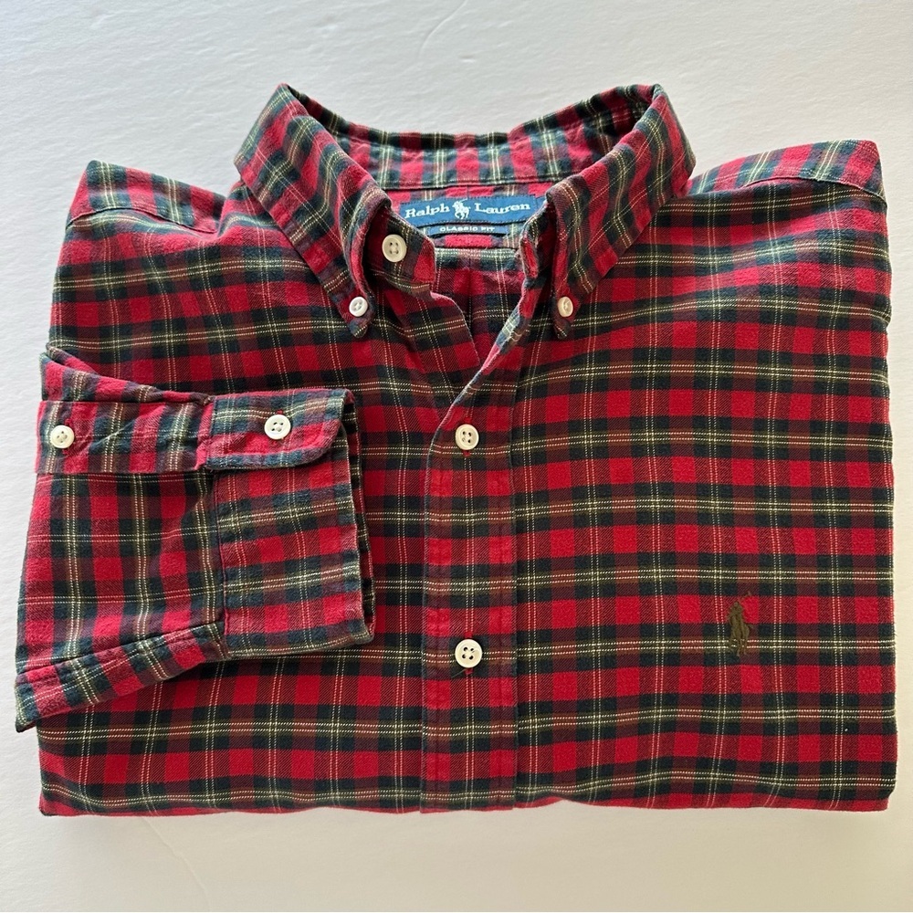Ralph Lauren CLASSIC FIT Plaid Button Down long Sleeve Shirt Plaid XL - Picture 10 of 10
